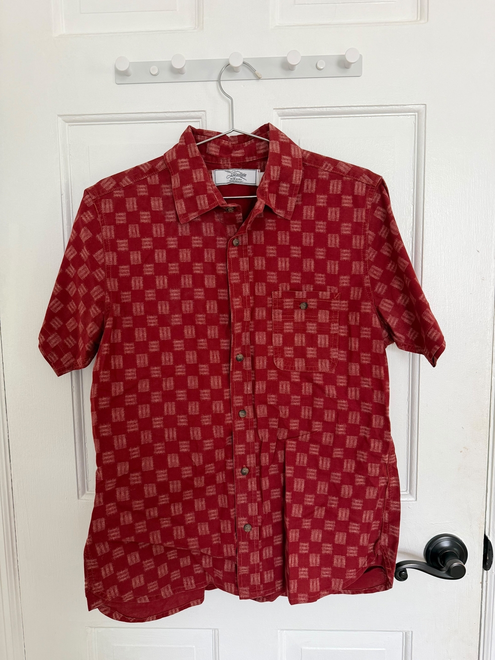 3sixteen Men's Red Checkered Short Sleeve Button Down Shirt Medium Made in USA